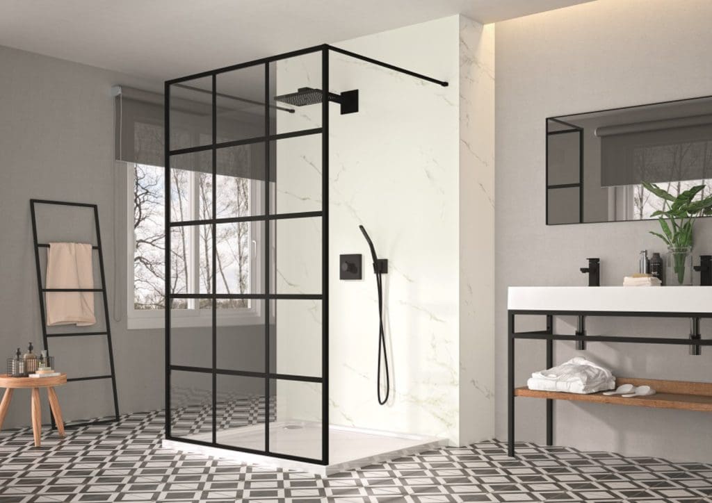 Merlyn Black Squared Double Entry Shower Panel Lr | NG Bespoke, Cheshire