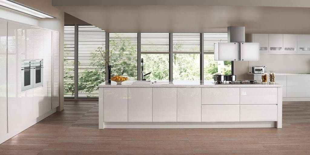 Strada Gloss White Handleless Kitchen | NG Bespoke, Cheshire