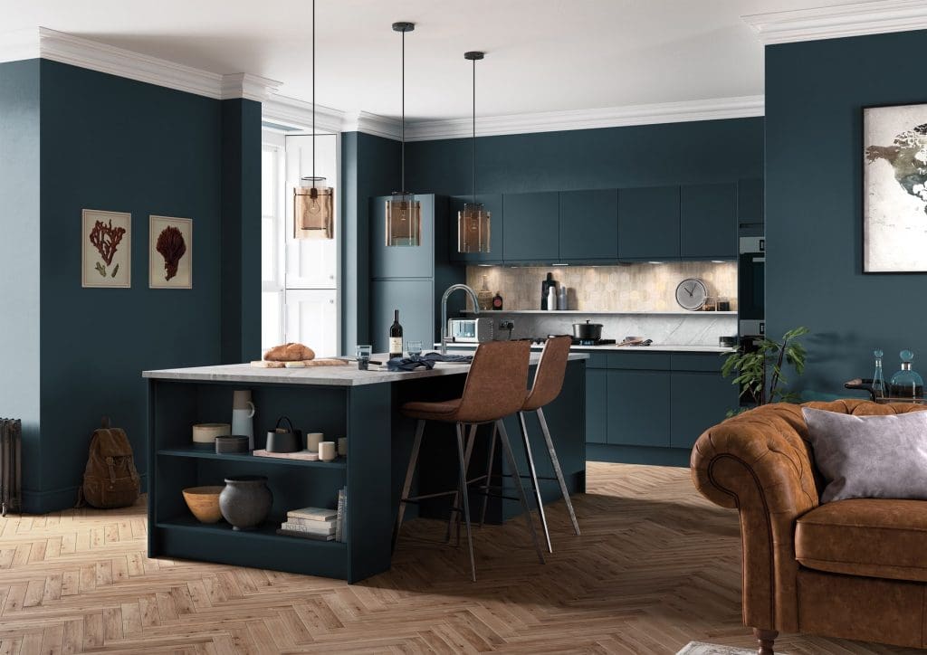 Strada Matte Marine Kitchen With Island | NG Bespoke, Cheshire