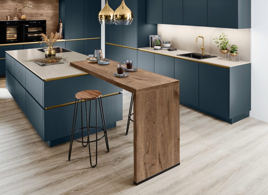 Nobilia Teal Matt Handleless Kitchen With Island 1 | NG Bespoke, Cheshire