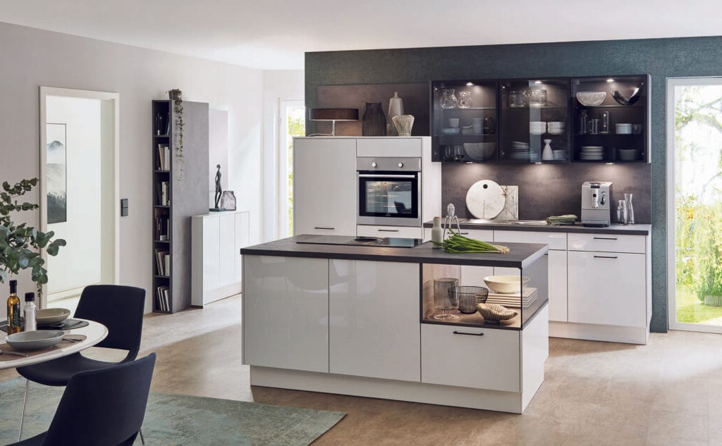 Nobilia White Gloss Compact Kitchen With Island 2021 1 | NG Bespoke, Cheshire