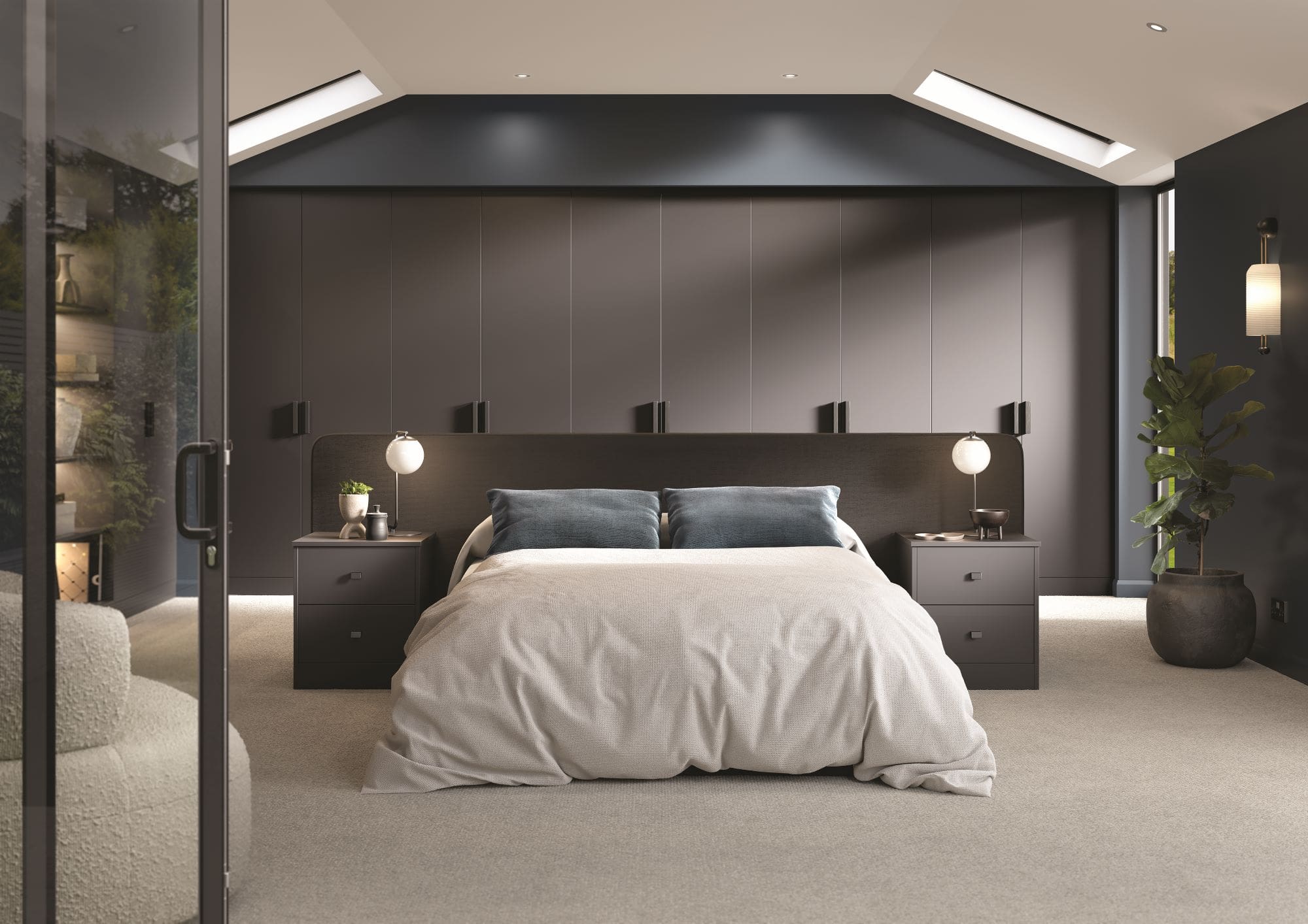 Zola graphite free-standing bedroom