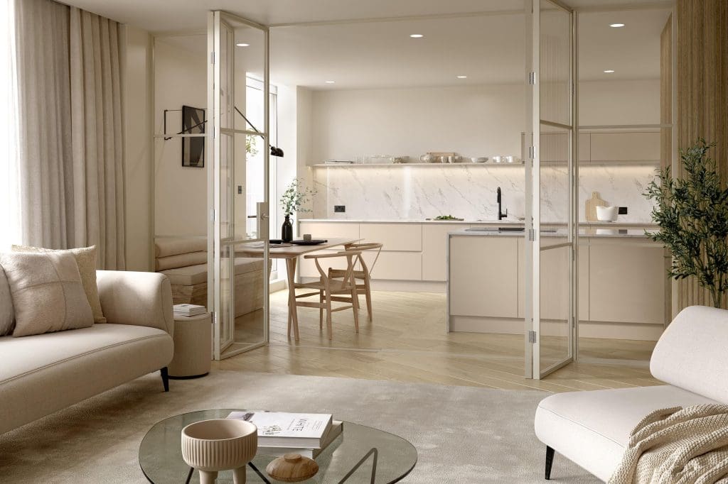 Strada Matte Cashmere handleless kitchen